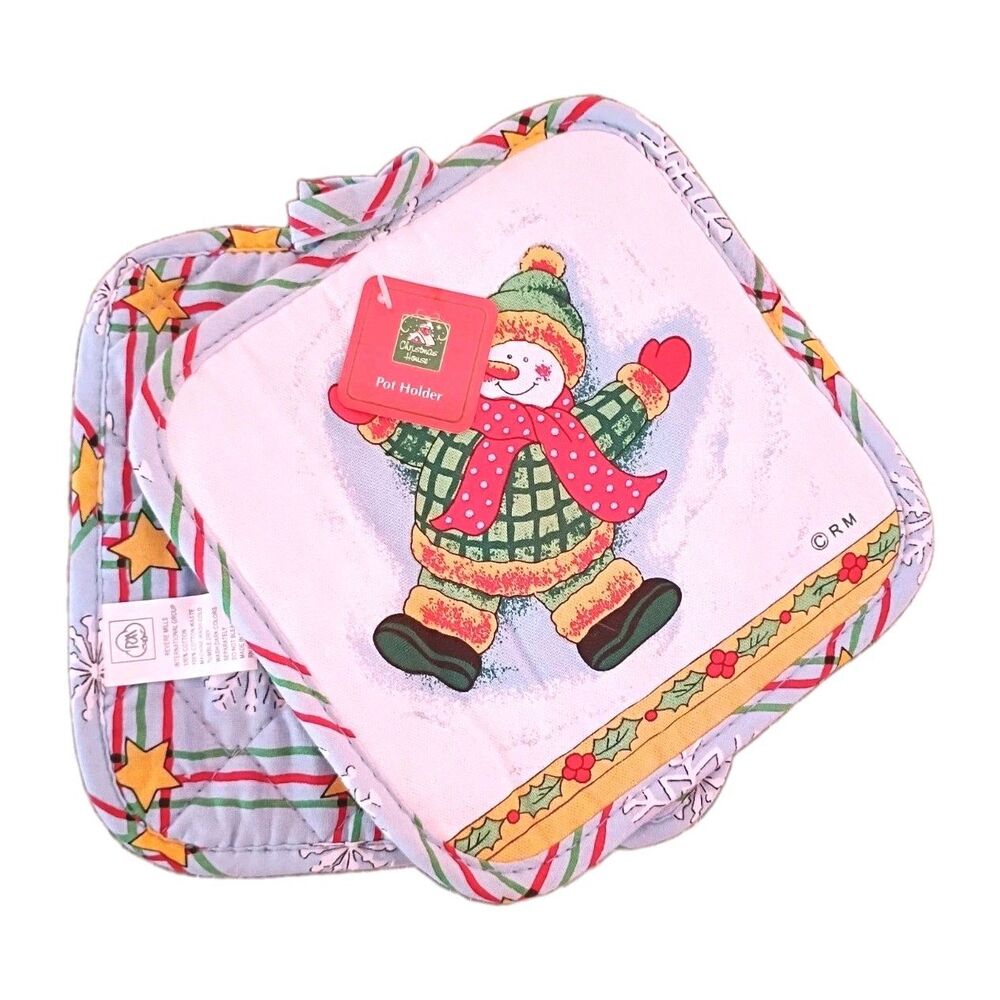 Christmas House Revere Mills 2pc Snow Angel Snowman Quilted Hot Pot Oven Holder